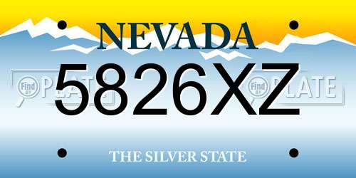 5826XZ Nevada License Plate