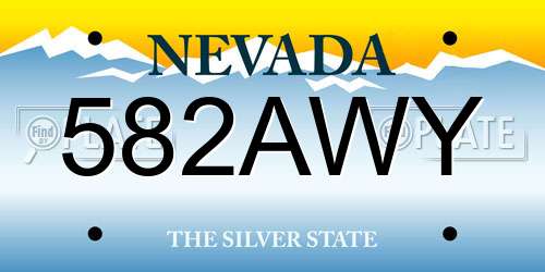 582AWY Nevada License Plate