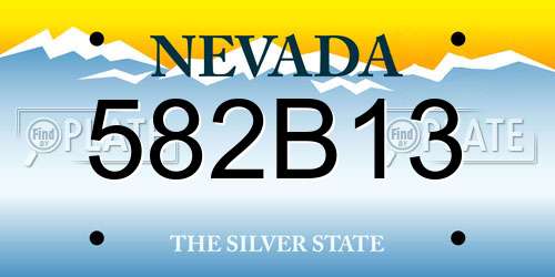 582B13 Nevada License Plate