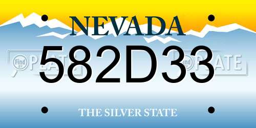 582D33 Nevada License Plate
