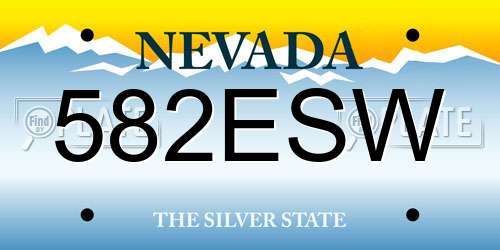582ESW Nevada License Plate