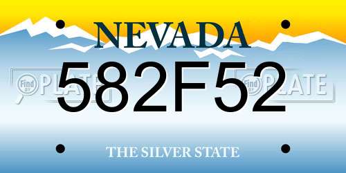 582F52 Nevada License Plate