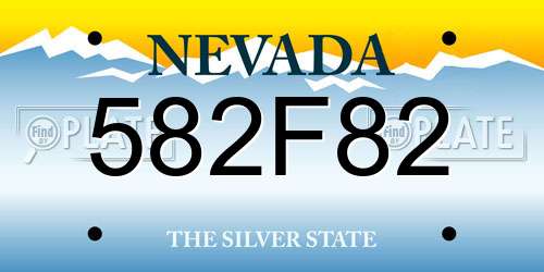 582F82 Nevada License Plate