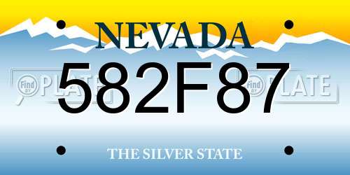 582F87 Nevada License Plate