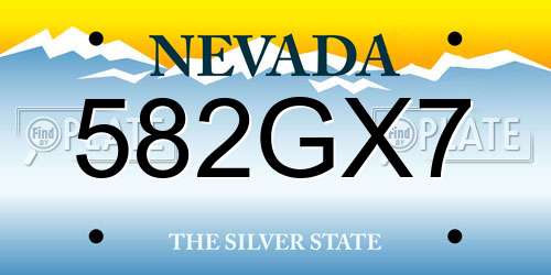582GX7 Nevada License Plate