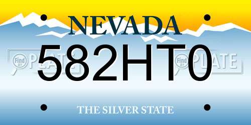 582HT0 Nevada License Plate