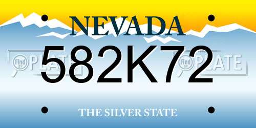 582K72 Nevada License Plate