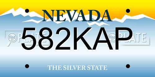 582KAP Nevada License Plate