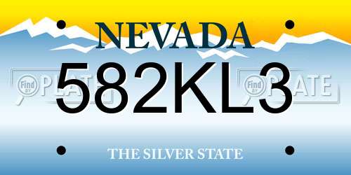 582KL3 Nevada License Plate