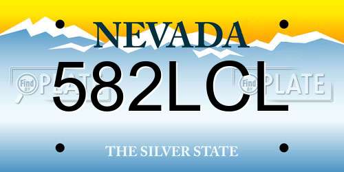 582LCL Nevada License Plate