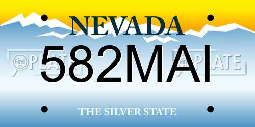 582MAI Nevada License Plate