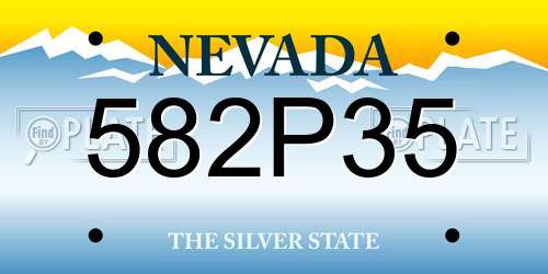 582P35 Nevada License Plate