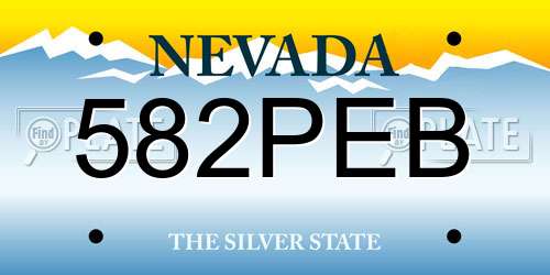 582PEB Nevada License Plate