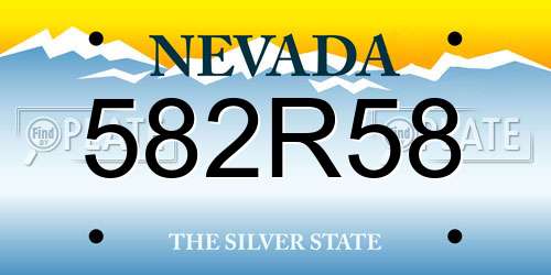 582R58 Nevada License Plate