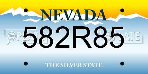 582R85 Nevada License Plate