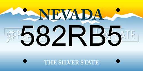 582RB5 Nevada License Plate