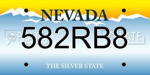 582RB8 Nevada License Plate