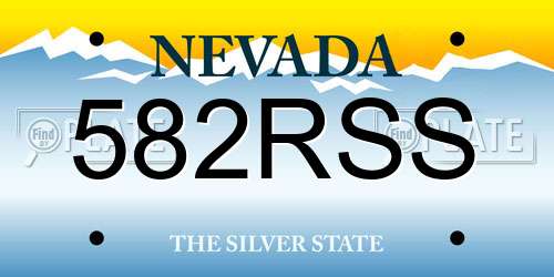 582RSS Nevada License Plate
