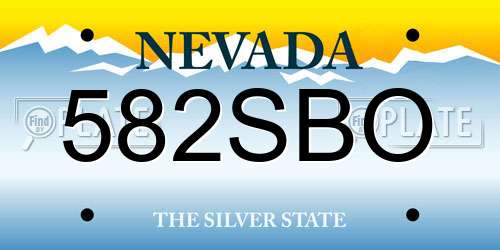 582SBO Nevada License Plate