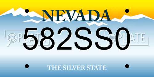 582SS0 Nevada License Plate