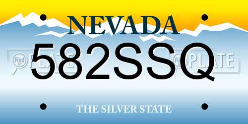 582SSQ Nevada License Plate