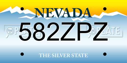 582ZPZ Nevada License Plate