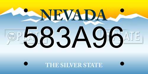 583A96 Nevada License Plate