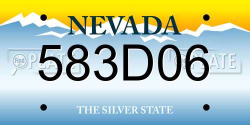 583D06 Nevada License Plate