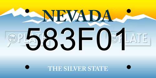 583F01 Nevada License Plate