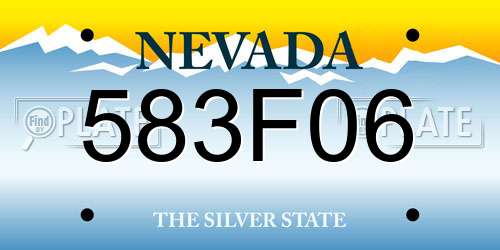 583F06 Nevada License Plate