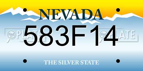 583F14 Nevada License Plate