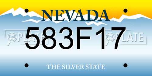 583F17 Nevada License Plate