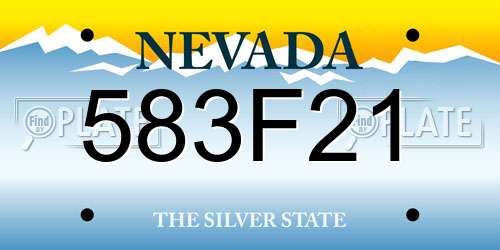 583F21 Nevada License Plate