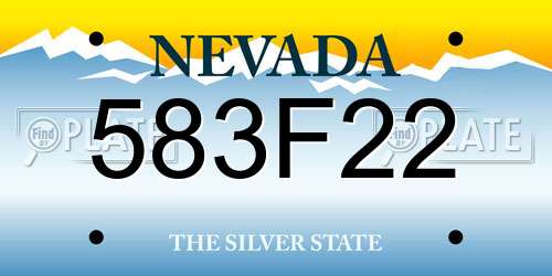 583F22 Nevada License Plate