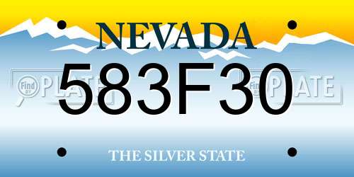 583F30 Nevada License Plate