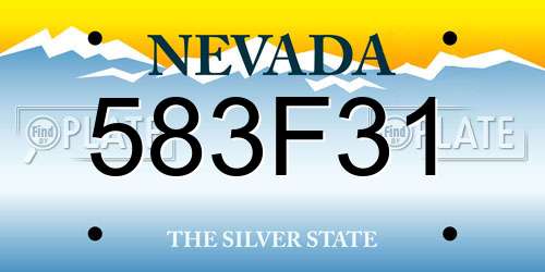 583F31 Nevada License Plate