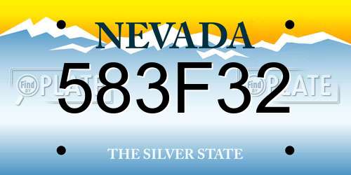 583F32 Nevada License Plate