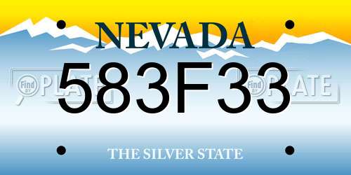 583F33 Nevada License Plate