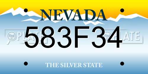 583F34 Nevada License Plate