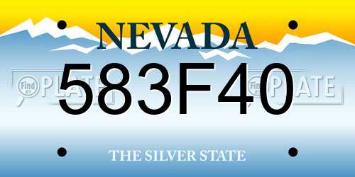 583F40 Nevada License Plate