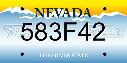 583F42 Nevada License Plate