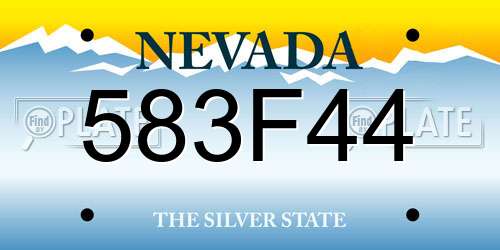 583F44 Nevada License Plate