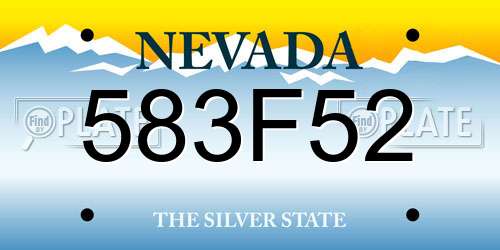583F52 Nevada License Plate