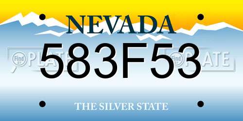 583F53 Nevada License Plate