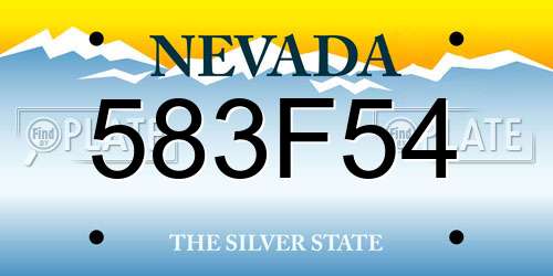 583F54 Nevada License Plate