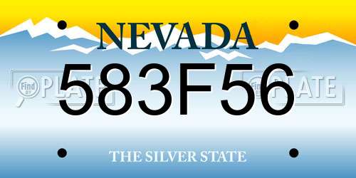 583F56 Nevada License Plate