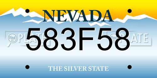 583F58 Nevada License Plate