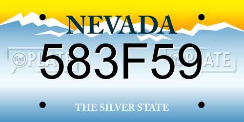 583F59 Nevada License Plate