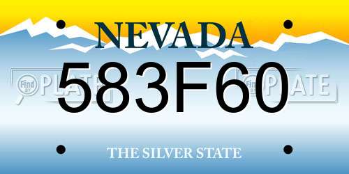 583F60 Nevada License Plate