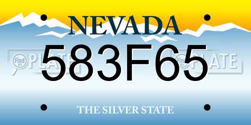 583F65 Nevada License Plate